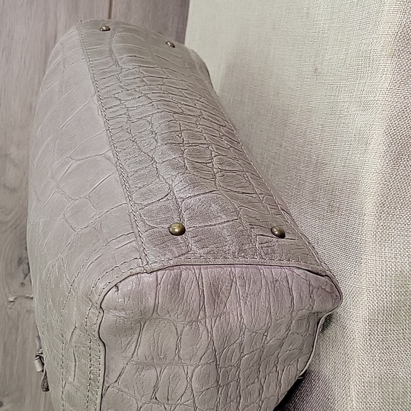 American Leather Co Gray Croc Embossed Shoulder Bag - Picture 8 of 15